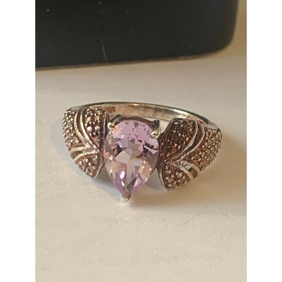 Amethyst rose gold vermeil teardrop ring size 6.25 925 - Picture 9 of 12